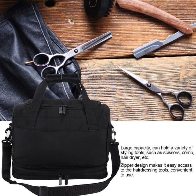 Afneembare Kapper Kapsalon Haardroger Scharen Tas Haarstyling Tool Koffer Houder met Riem black