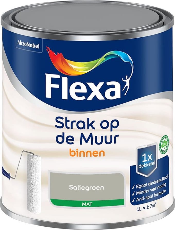 Flexa - Strak Op De Muur Binnen Mat - Saliegroen - Mengverf - 1 L