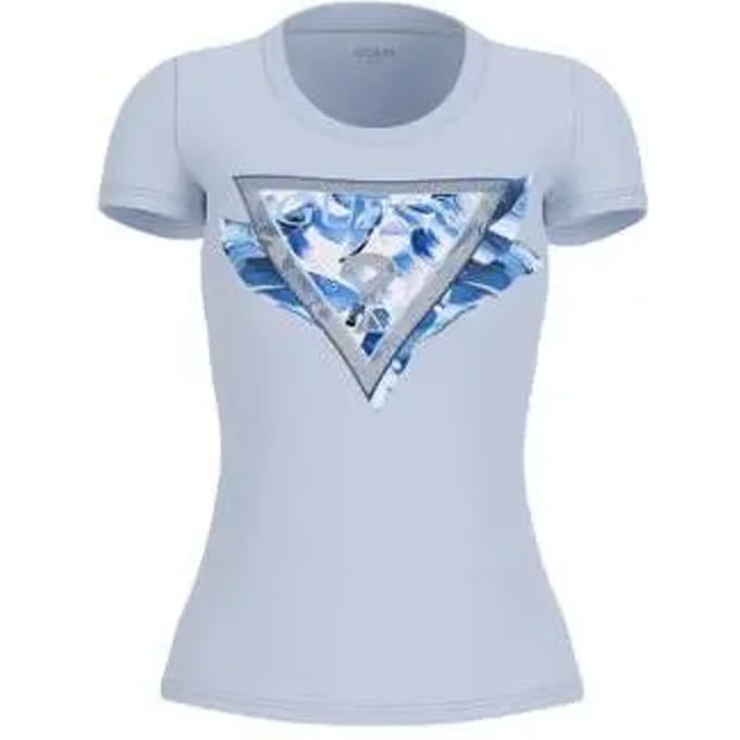 Vrouwen t-shirt met veer Guess