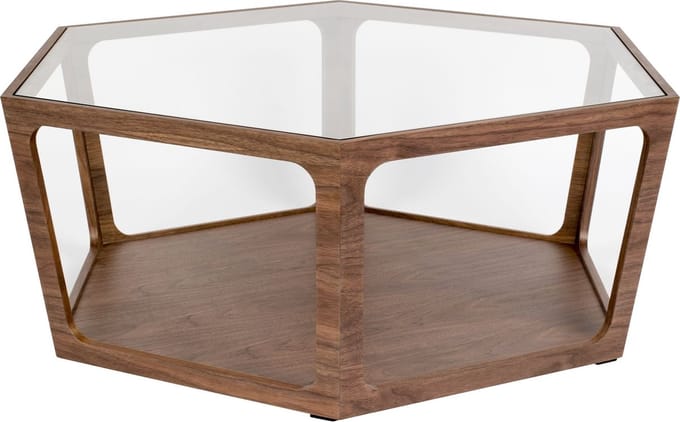 Dutchbone Sita Salontafel Zeshoekig Glas/ Hout Bruin