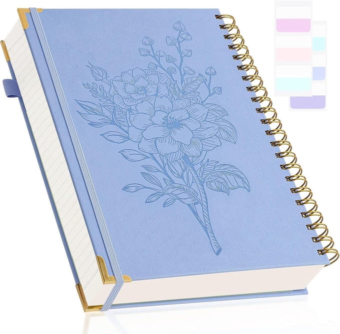 Spiral Notebook - Schrijfblok Journal - Notities Maken - Genummerde Pagina's - A4 8.5" x 11" - Lichtblauw