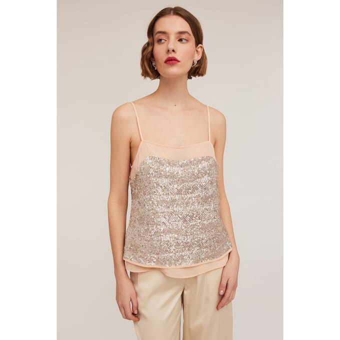 Motivi Fully Sequinned Top Pink Größe: 36 | Tanktops Outlet | Damen | Rosa
