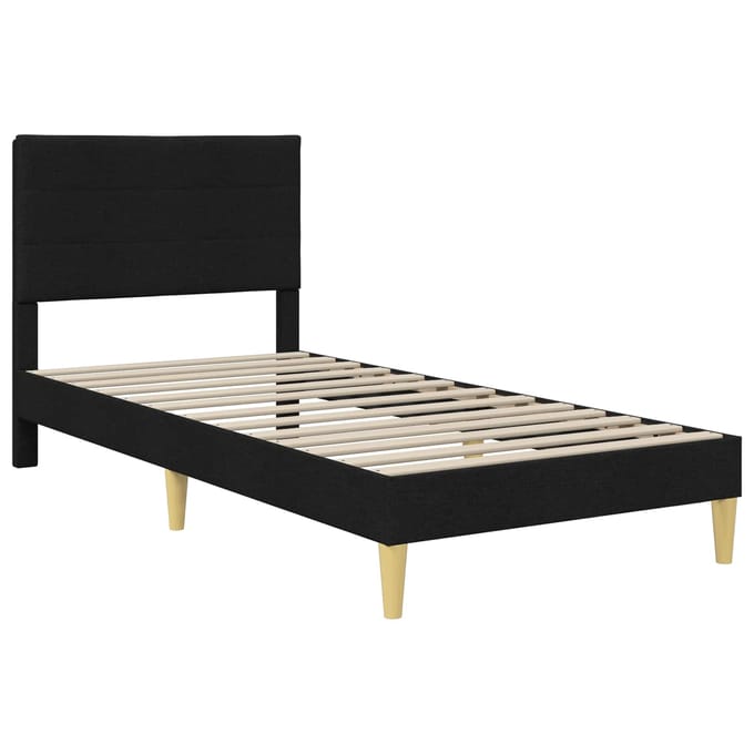 vidaXL - Bedframe - met - hoofdeinde - Zwart - 90 - x - 200 - cm - Stof