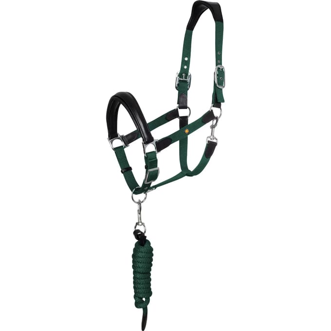 Equestro Leer Ergonomisch Halster Met Inzetstukken Groen Cob