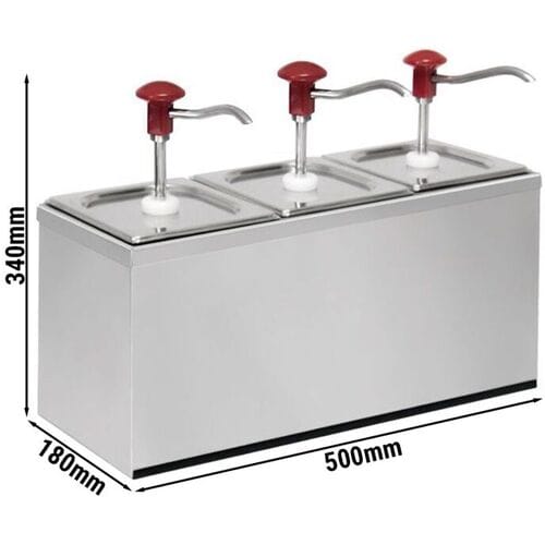 GGM Gastro Saucenspender - 3x 2 Liter - inkl. Edelstahlgestell Zilver