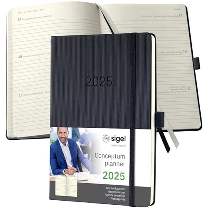 Elegante A5 Wochenkalender 2025 met Hardcover en Perforated Notities