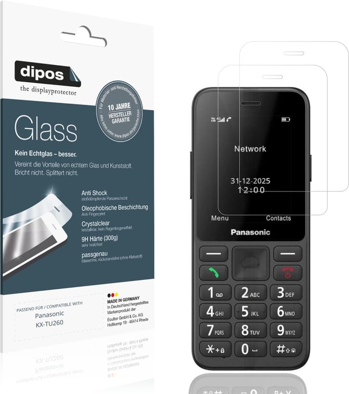 dipos – 2x Pantserfolie geschikt voor Panasonic KX-TU260 | 9H Screenprotector