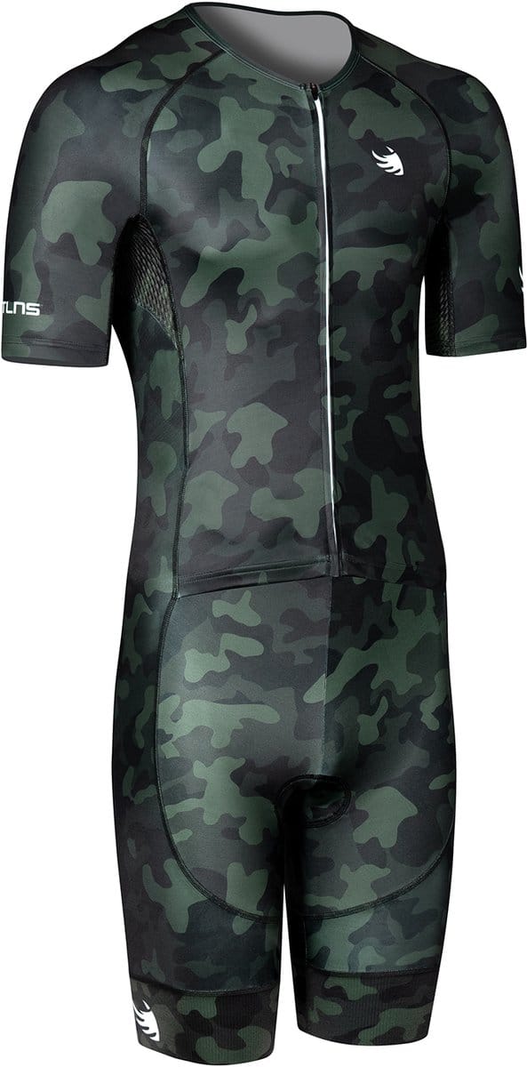BTTLNS trisuit - triathlon pak - trisuit korte mouw heren - Typhon 2.0 CAMOU - groen - L