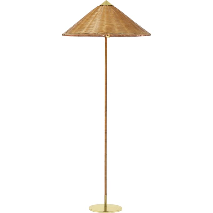 GUBI 9602 vloerlamp, messing, met weide-kap
