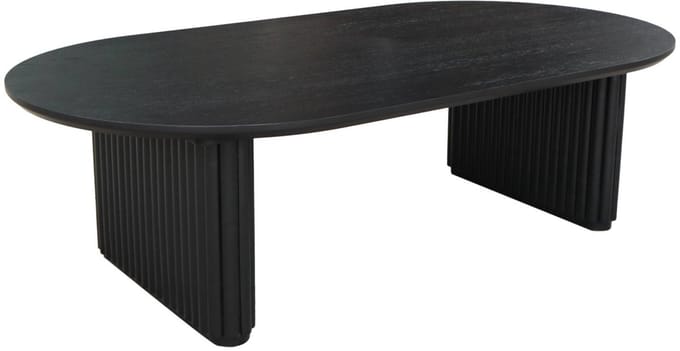 sweeek - Ovale salontafel rubberhout met eikenfineer - l 122 x b 65 x h 35 cm - gabrielle