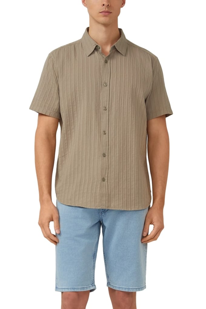 s.Oliver - male - Regular fit: shirt met korte mouwen en gestructureerde strepen