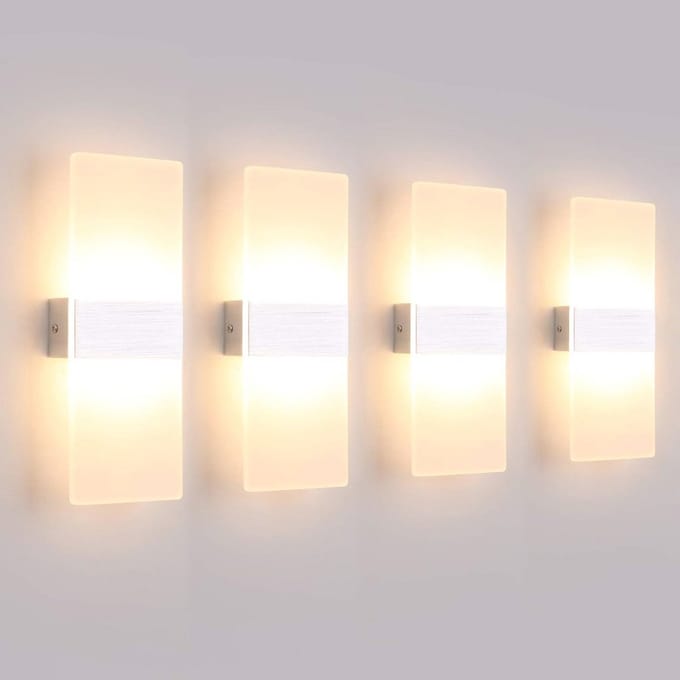 Modern Led-wandlamp 12W - Set van 4 voor Binnengebruik, Warmwit Licht