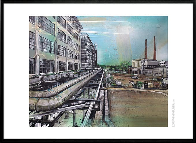 Eindhoven Strijp-S print 71x51 cm *ingelijst & gesigneerd