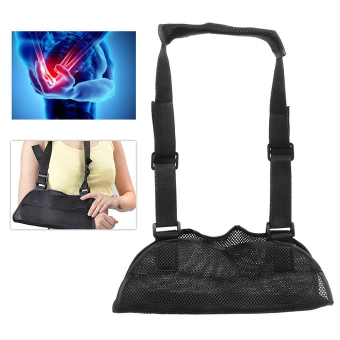 Multifunctionele Mesh Ademende Arm Sling Unisex Verstelbare Fractuur Onderarm Sling Ondersteuning black