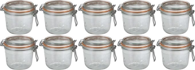 Le Parfait Voorraad/weckpot - 10x - glas - transparant - 10,5 x 10 cm - 500 ml