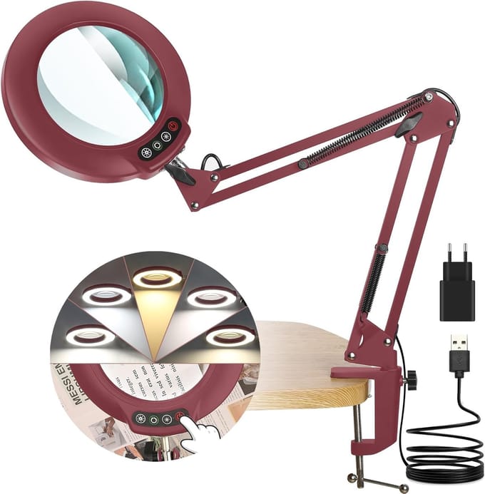 Vergrootglas met licht - Loeplamp - Gedetailleerd werk - Verstelbare zwenkarm - 5 kleurmodi
