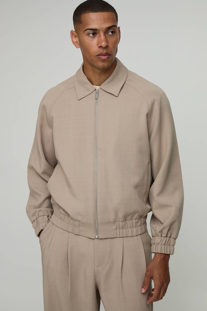 Op Maat Gemaakte Co-ord Regular Fit Trucker Jas | Taupe | Size Large