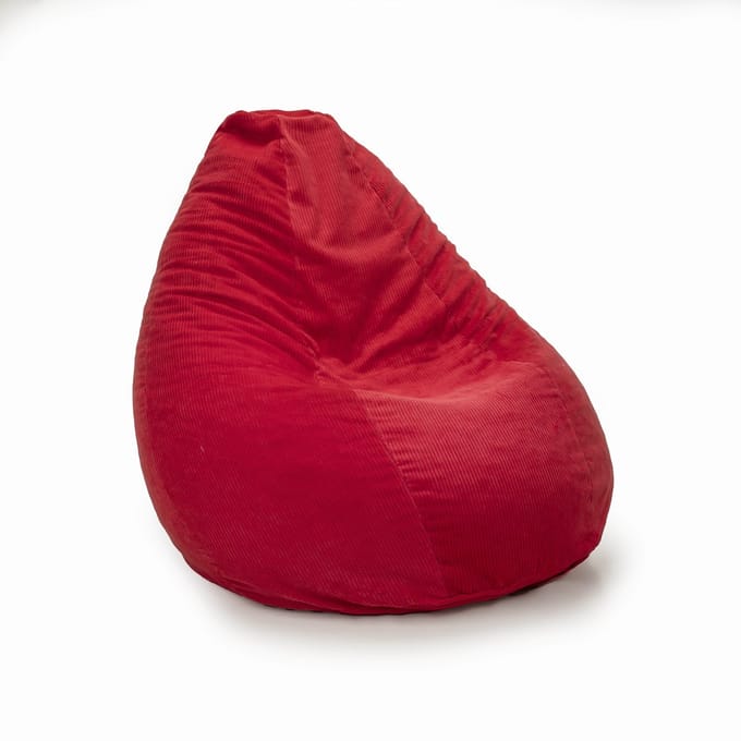Drop & Sit - compacte zitzak - trendy rib (corduroy) - rood - 180L met uitneembare binnenzak