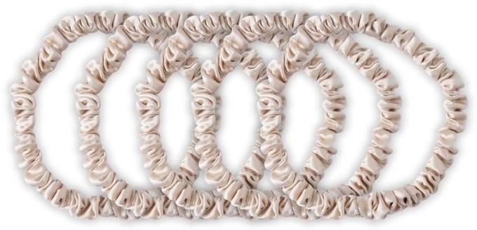 Zijden Scrunchies Peach Blush Deluxe set van 5 - 22 Momme - Silk Heaven