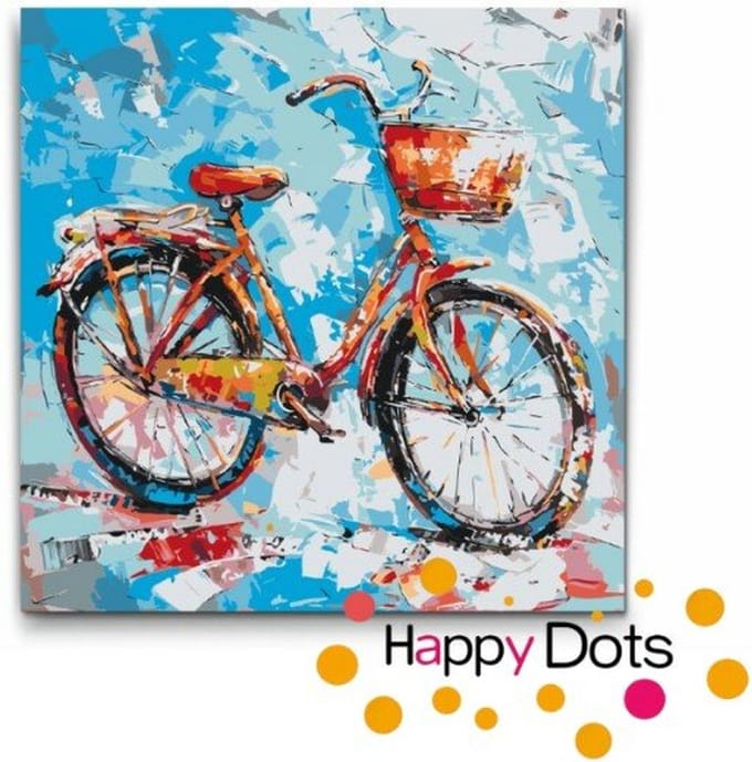 Schilderen op nummer Fiets 50x50cm (HappyDots)