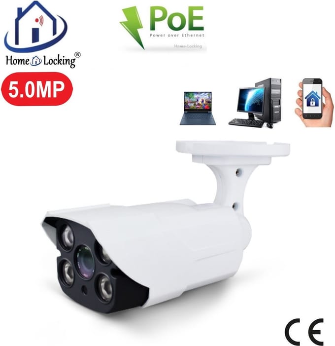 Home-Locking POE IP-camera bullet met bewegingsdetectie 5.0MP. C-1247