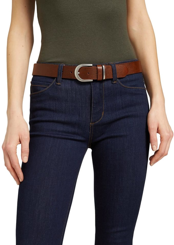 Tom Tailor - TTSANDRA leren riem met ronde gesp - Maat 85 - light brown uni
