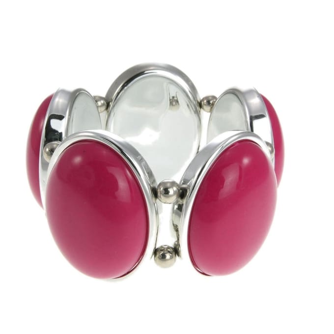 Behave - Elastische armband - zilverkleur fuchsia - statement look