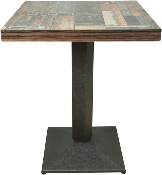 Hoge Vierkante Bartafel van Metaal en Hout voor 4 Personen