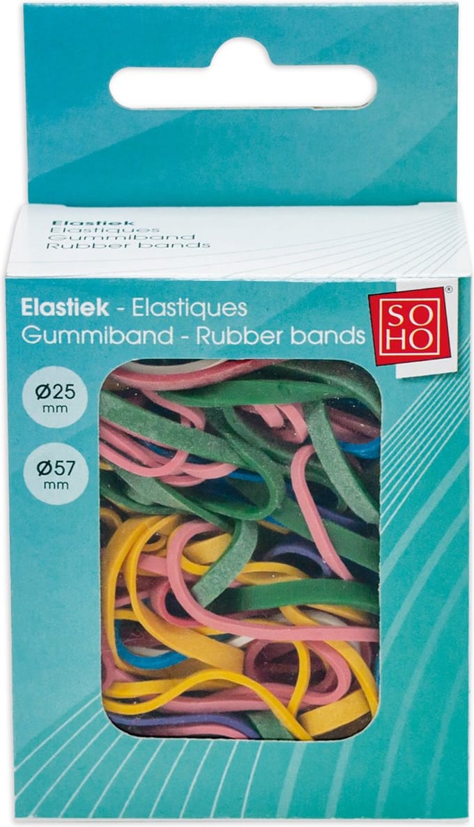 SOHO Elastiekjes – Elastiekjes – Rubber – ø 25 mm – 50 gram – Gekleurde elastiekjes