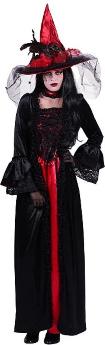Heks jurk HEKS 'FERONIA"zwart-rood dames - maat M