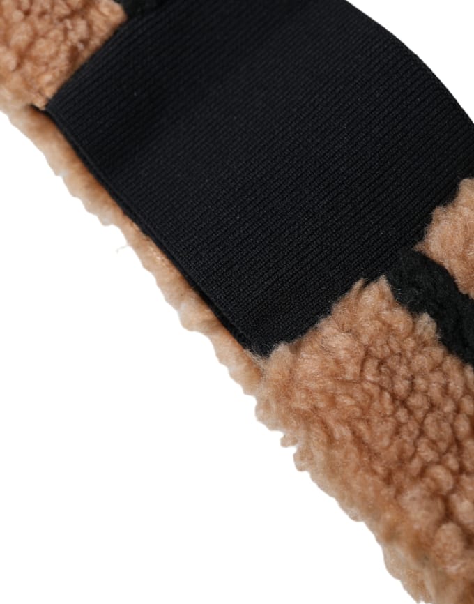 Bruine Zwarte Fleece Wollen Hoofdband Muts voor Mannen
