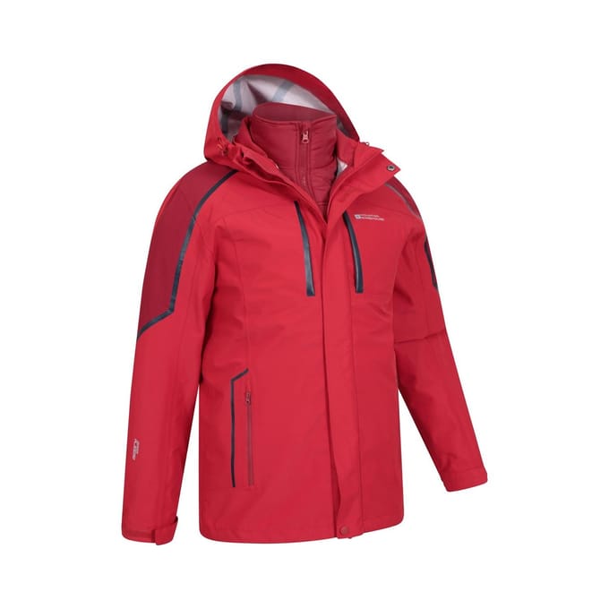 Mountain Warehouse Heren Zenith Extreme III 3 in 1 gewatteerd jack (Rood)