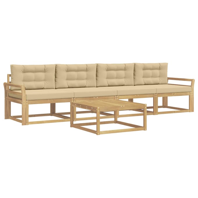 vidaXL - Buiten - bank - set - 4 - st - Wit - en - Beige