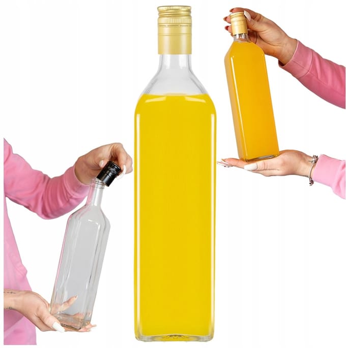 Bimberek Marasca - Glazen Fles - 1L - Vierkant - Transparant