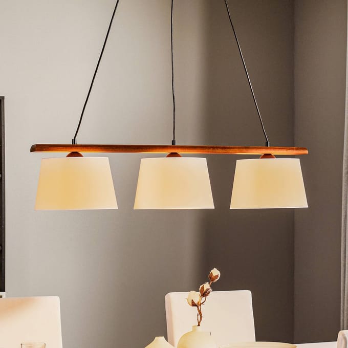 Lamkur Hanglamp Sweden, 3-lamps, walnoot eiken