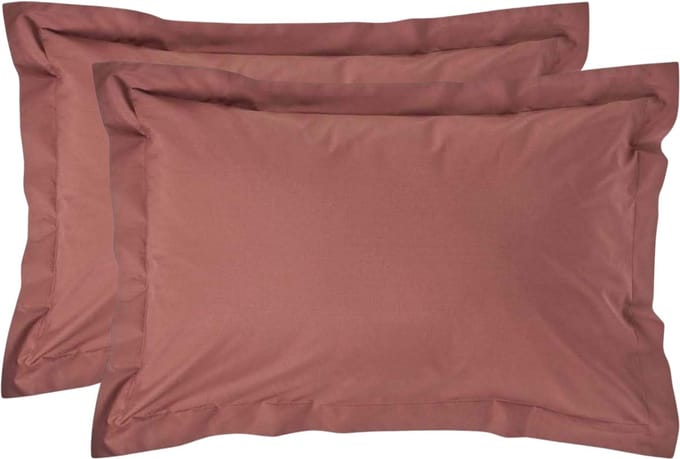 Homescapes Kussensloop 50x75 cm met Rand (Oxford) Set van 2 – Chocoladebruin – 100% Egyptisch Perkal Katoen – 200 TC