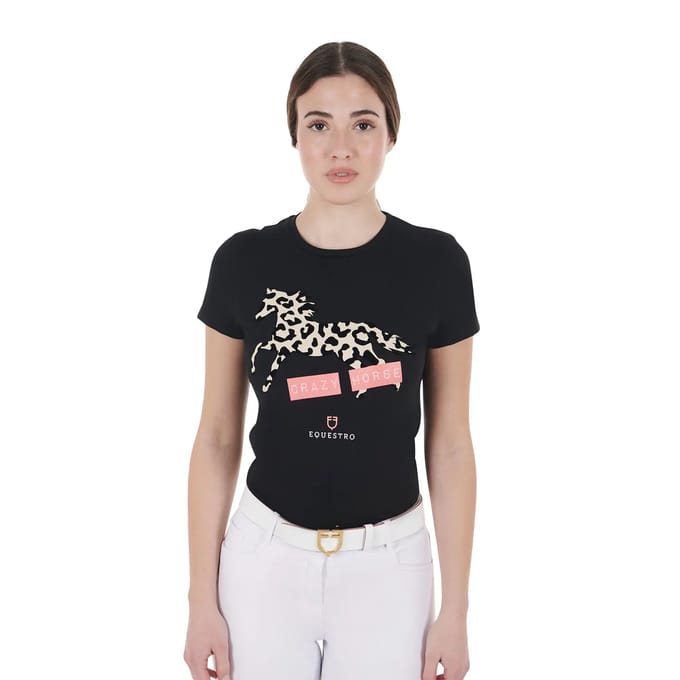 Katoenen dames-T-shirt Equestro Crazy Horse