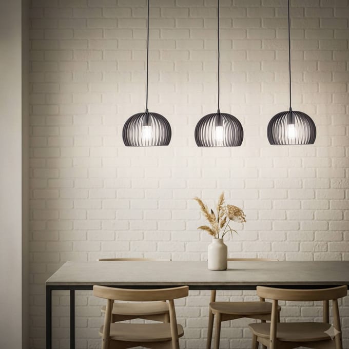 Lindby - hanglamp - 3lichts - Metaal - H: 17.2 cm - E27 - zwart