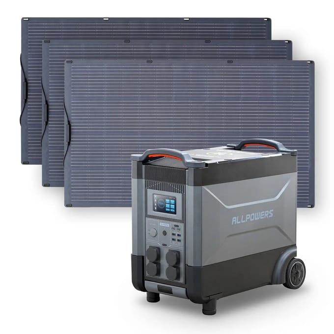ALLPOWERS Solar Generator Kit 4000W (R4000 + SF200 200W Flexible Solar Panel) - R4000+3PCS SF200 200W Solar Panel