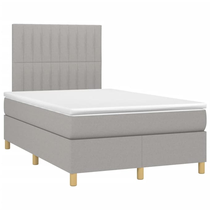 vidaXL - Boxspring - met - matras - en - LED - stof - lichtgrijs - 120x200 - cm