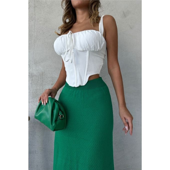 Hoge Taille Geribbelde Gebreide Maxi Rok