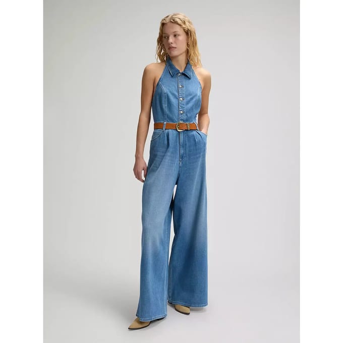 Lee 112376794 Wide Leg Mouwloze Jumpsuit Blauw S Vrouw