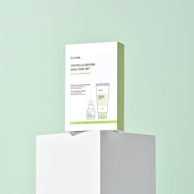 iUNIK, Centella Edition Huidverzorgingsset, Crème & Mini Serum, 2-delige set white