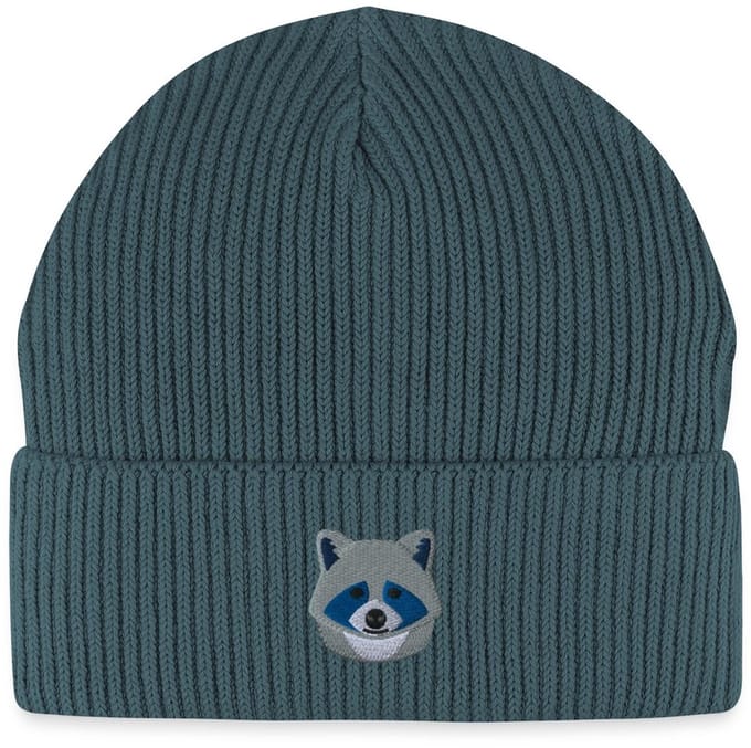 Geborduurde Wasbeer Kop Uniseks Bio Fisherman Beanie