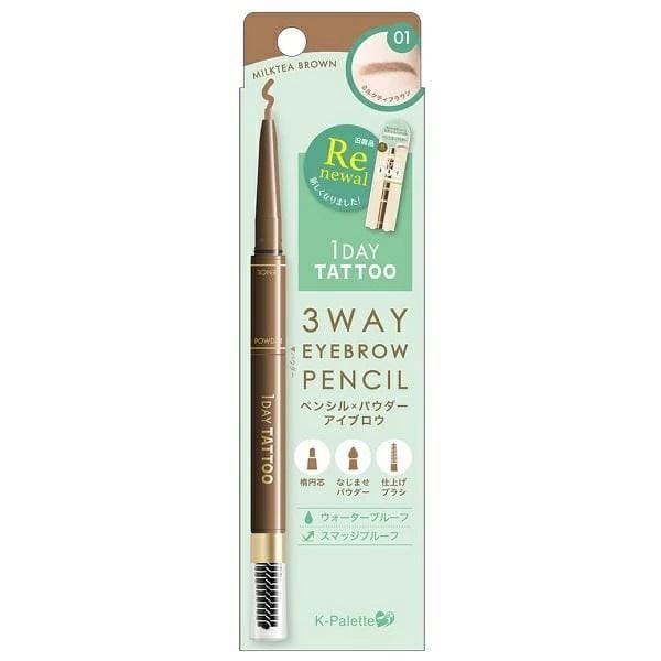 K-Palette - 1 Day Tattoo 3 Way Eyebrow Pencil 02 Natural Brown