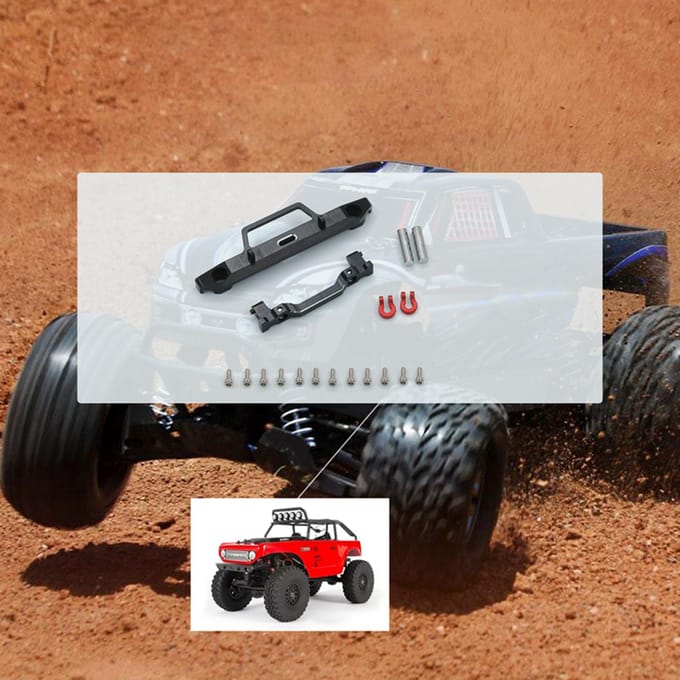 Pare-chocs avant en alliage d'aluminium compatible avec la voiture télécommandée Axial SCX24 90081 à l'échelle 1/24 noir