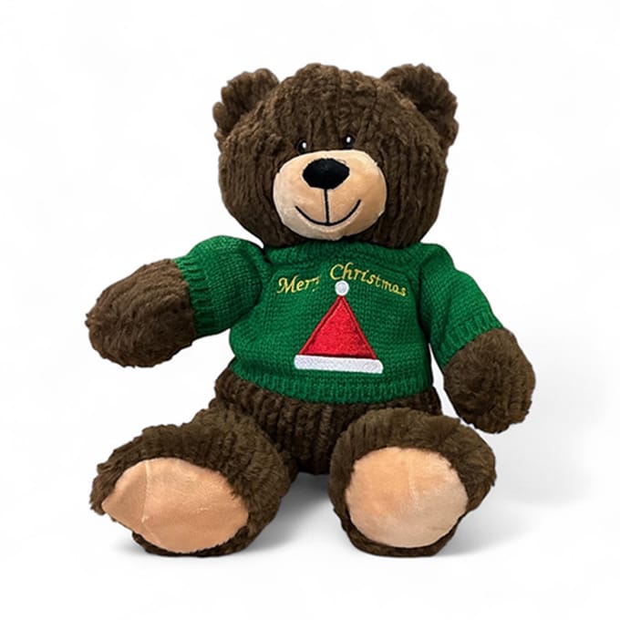 Kerstknuffel beer bruin met piep 25 cm