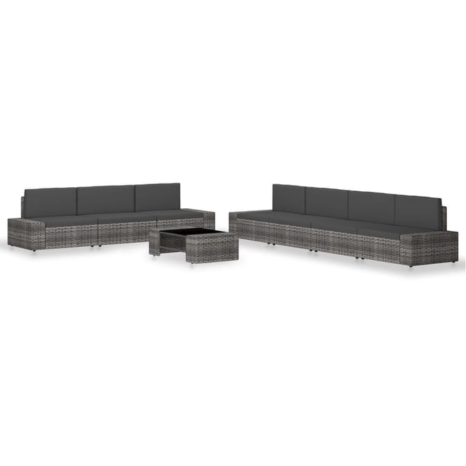 vidaXL - 8-delige - Loungeset - poly - rattan - grijs