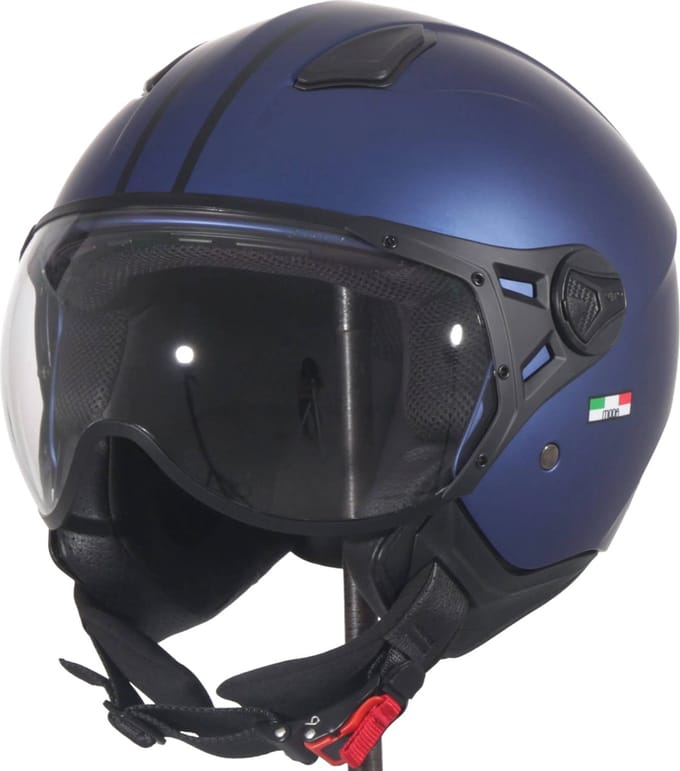 Vito Moda jethelm mat blauw M - scooterhelm snorfietshelm