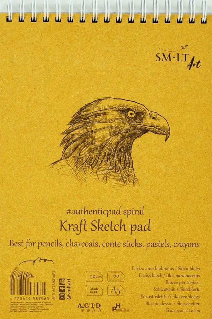 SMLT schetsblok ringband Kraft A5 90gr 60 vel karton.